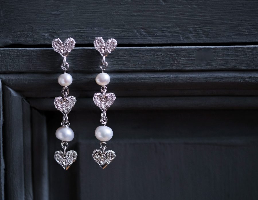 Aros Cascada  perlas blancas