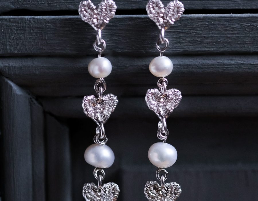 Aros Cascada  perlas blancas