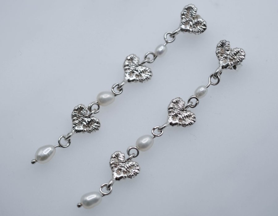 Aros Cascada  perlas blancas