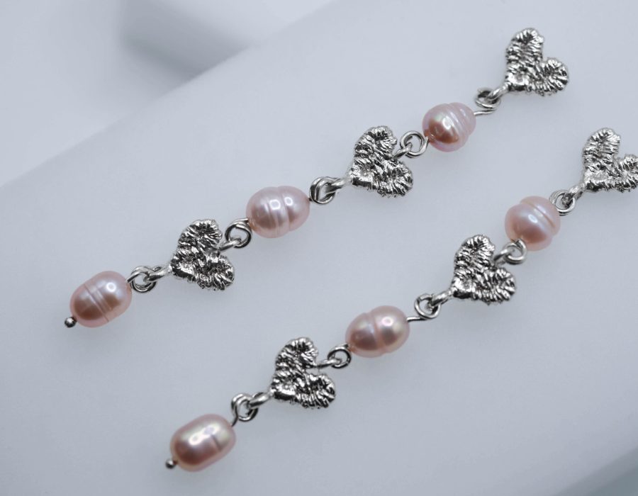 Aros casacas perlas rosas