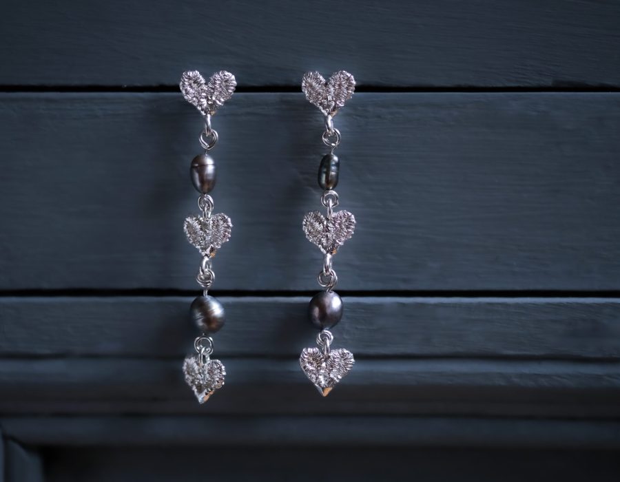 Aros cascadas perlas negras