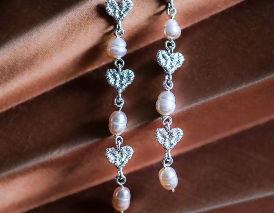 Aros casacas perlas rosas