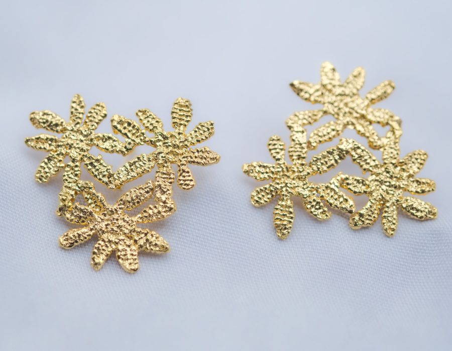 Aros flores naveta S dorados